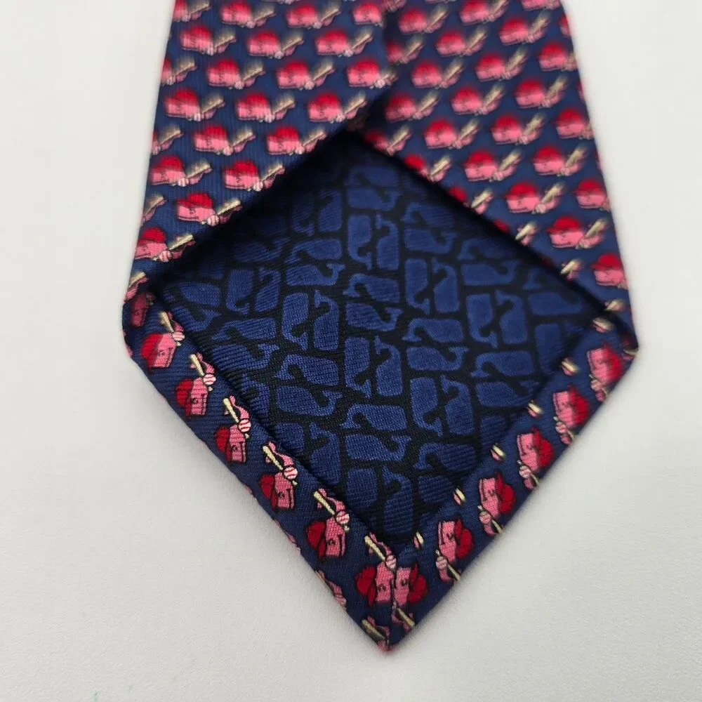 Vineyard Vines Youth Navy Baseball Print 100% Silk Necktie Made in USA - 2.75x50